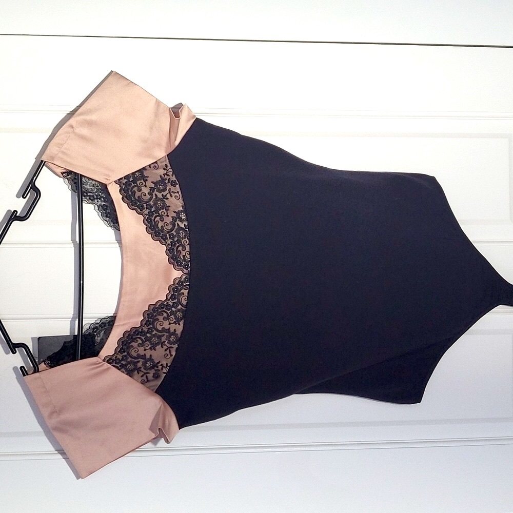pink and black lace BODYSUIT SIZE L